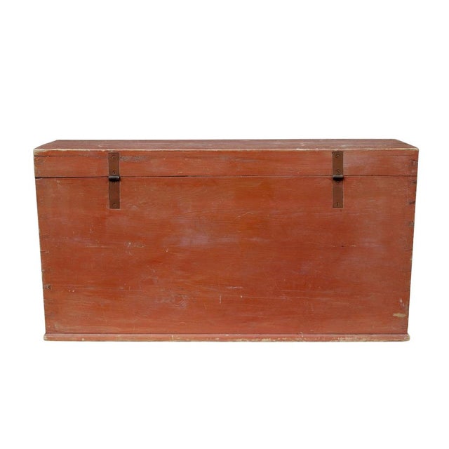 Wood Antique Scandinavian Pine Flat Top Trunk, 1890 For Sale - Image 7 of 9