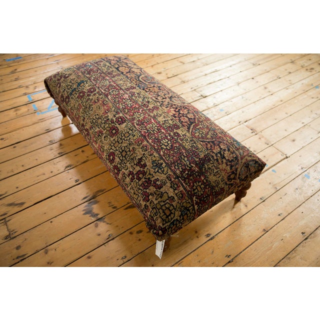 Old New House Antique Persian Kerman Rug Ottoman Coffee Table For Sale - Image 4 of 10