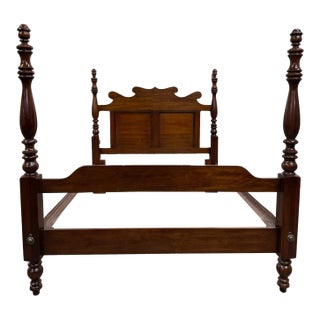Vintage Full Size Thomasville Heirloom Collection Cherry Wood Four Poster Bed For Sale