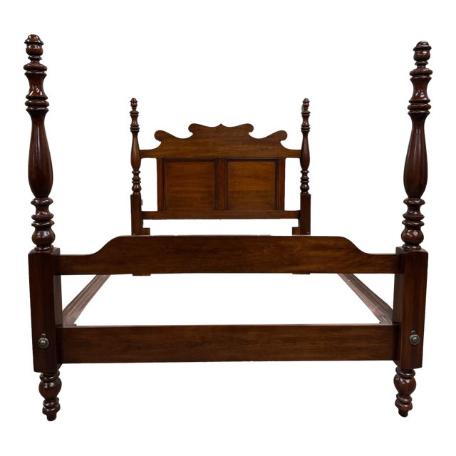 Vintage Full Size Thomasville Heirloom Collection Cherry Wood Four Poster Bed For Sale