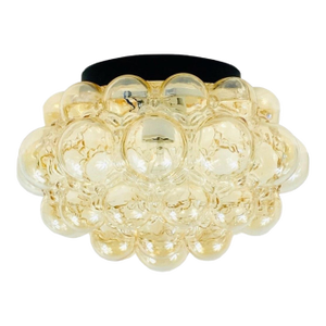 1970s Large Mid-Century Modern Amber Bubble Glass Flush Mount by Helena Tynell for Limburg, Germany