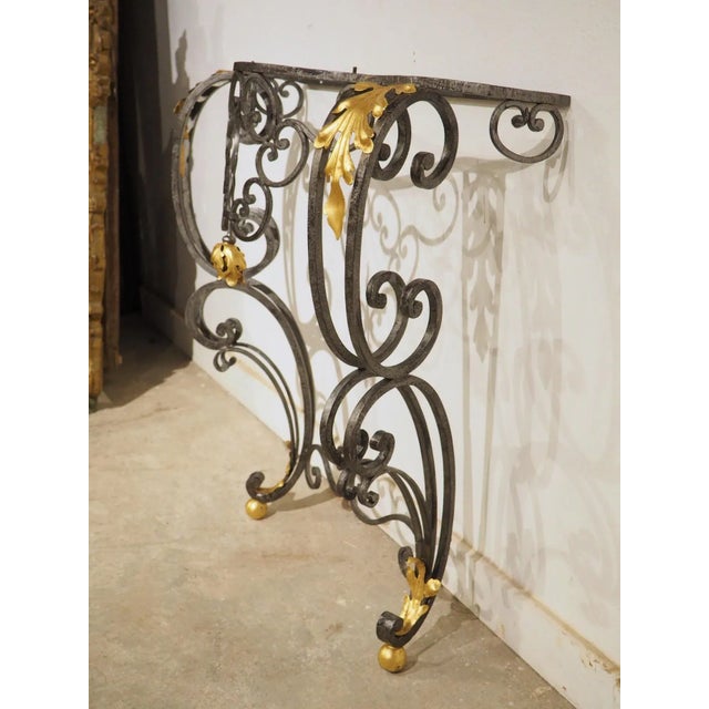 French Regence Style Wrought Iron and Tole Console, Rouge Marble Top ...