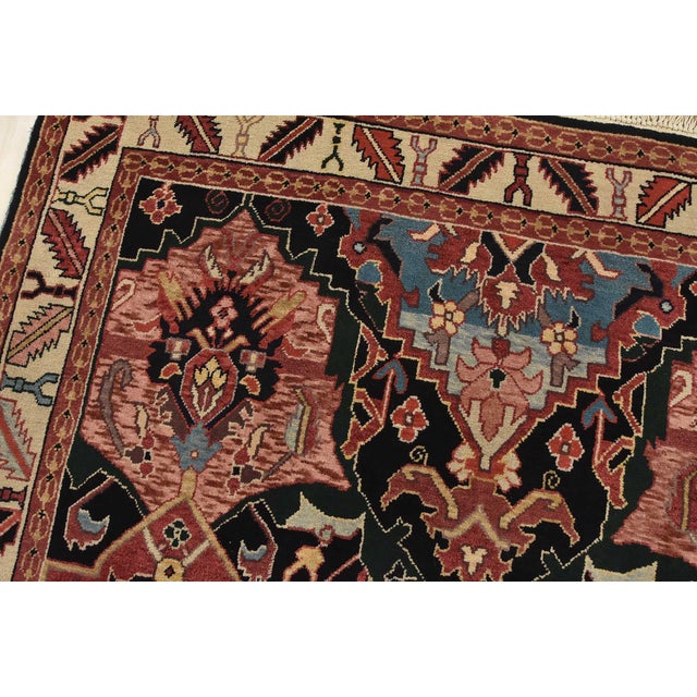 Textile Heriz Rug 5’11” X 8’9” Black Wool Vintage Traditional Hand-Knotted Carpet For Sale - Image 7 of 15