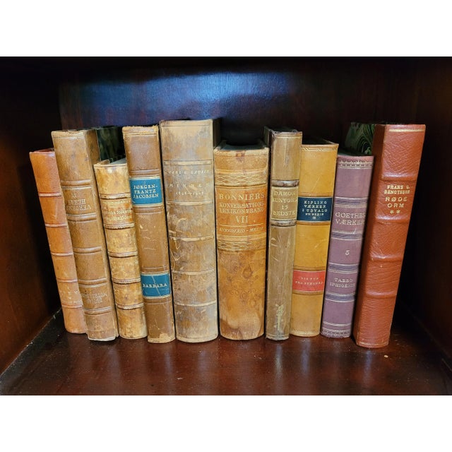Vintage 1930s Leather Books - Set of 10 For Sale - Image 11 of 11