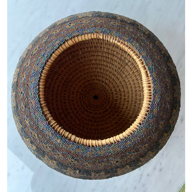 Wood Vintage Beaded Basket With Lid For Sale - Image 7 of 7