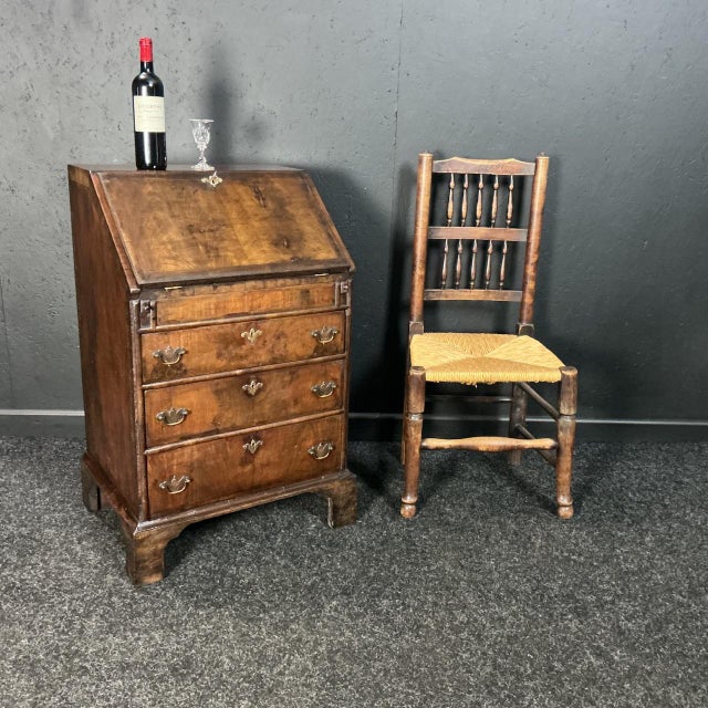Wood Antique Queen Anne Walnut Bureau, 1710 For Sale - Image 7 of 8