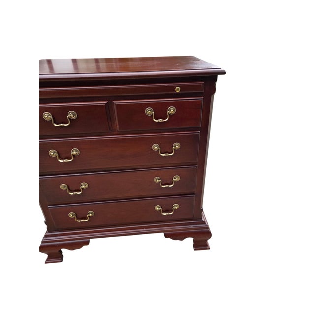 Thomasville 1990s Thomasville Collectors Cherry Bachelors Chest Nightstand Chippendale Tray For Sale - Image 4 of 15