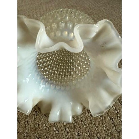 Vintage Fenton Art Glass 6" Tall Opalescent Hobnail Vase Ruffled Top Circa 1960's For Sale In Baltimore - Image 6 of 12