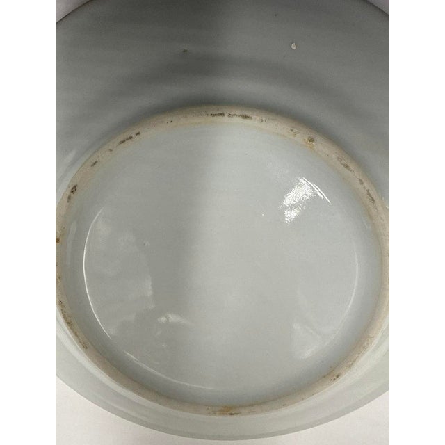 Vintage Gilt Porcelain Urns / Vases With Underplates, Foo Dog Finials and Flower Frogs Inserts, Set of 4 For Sale - Image 9 of 12