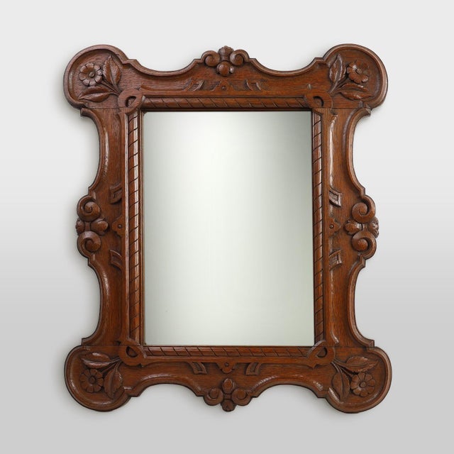 Baroque Oak Carved Wall Mirror, Belgium, 1900s For Sale - Image 11 of 11