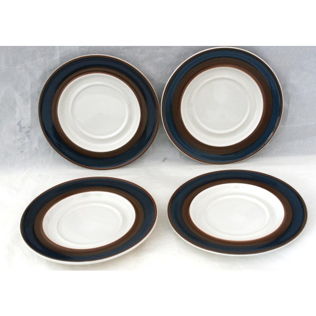 Vintage 70s Haniwa Ranmaru Capri Pattern Stoneware Cups & Saucers - 8 Pieces For Sale - Image 11 of 13