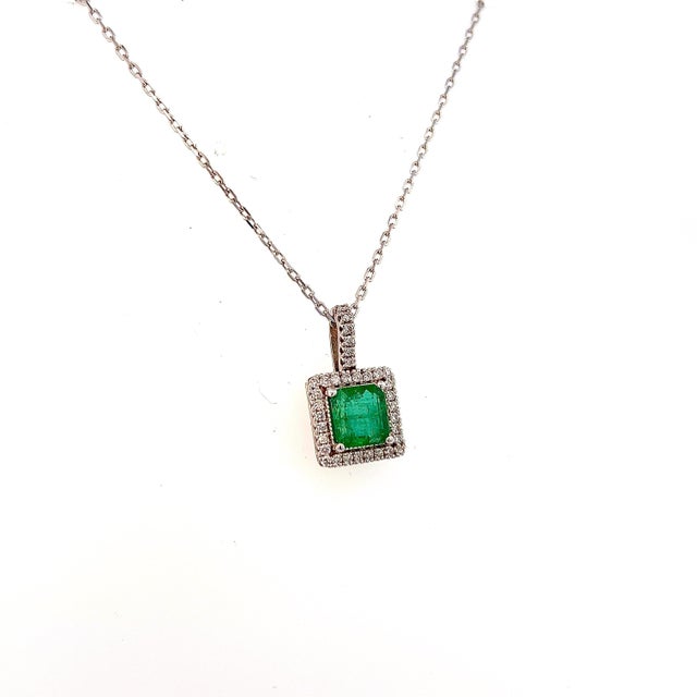Natural Finely Faceted Quality Emerald and Diamond Necklace 18" 14k WG 2.05 TCW Certified $4,950 309025 Made in Italy This...