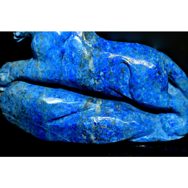 Natural Lapis Tiger Statue With Golden Pyrite Paperweight For Sale - Image 11 of 11