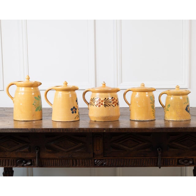 19th Century French Terracotta Pottery Lidded Pitchers With Floral Décor For Sale - Image 10 of 15