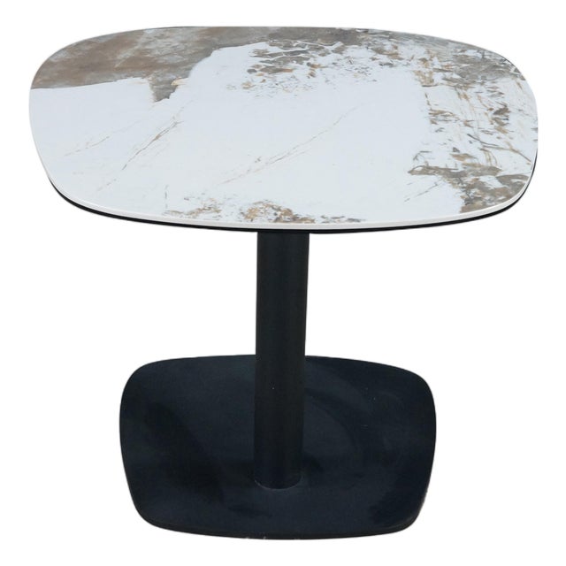Late 20th Century Lerin Ceramic Faux Marble Modern Contemporary End Table 26" For Sale