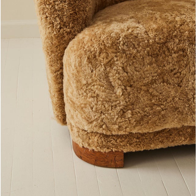 Danish Sheepskin Club Chair, Beechwood Frame, 1940's. For Sale - Image 4 of 8