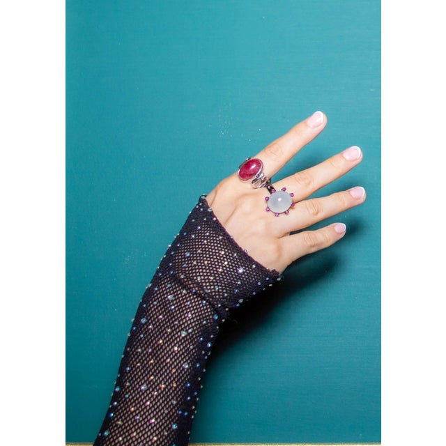 This stunning statement ring features a beautiful Grade A White Icy Jadeite Jade. Highly prized in ancient Asia, white...