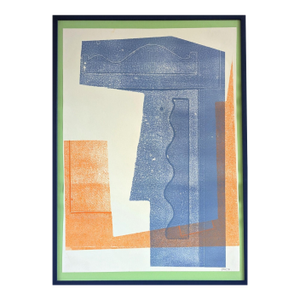 Contemporary 'Elvis' Original Abstract Geometric Monoprint by British Artist Olivia Bouzyk, Framed