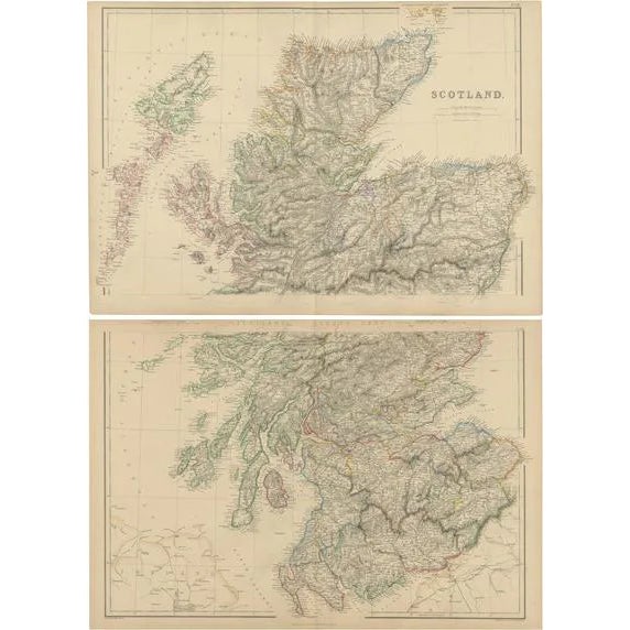 Antique Maps of Scotland by W. G. Blackie, 1859, Set of 2 For Sale