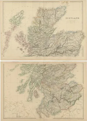 Antique Maps of Scotland by W. G. Blackie, 1859, Set of 2