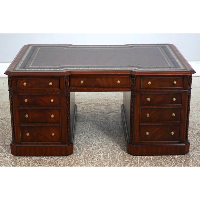Age: Approx: 20 Years Old Details: Mahogany Fine Carved Details High Quality Construction Nice Tooled Leather Top Kneehole...