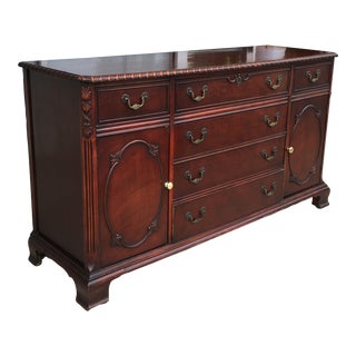 1950's Vintage Mahogany Carved Buffet For Sale
