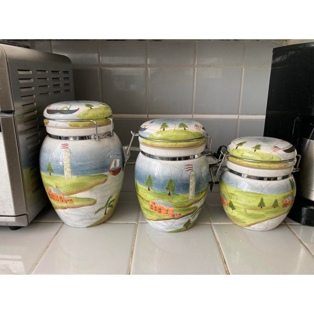 Kitchen Ceramic Storage Canisters - Set of Three For Sale - Image 9 of 14