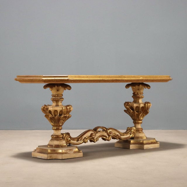 Gold Antique Baroque Style Center Table in Wood, 19th Century For Sale - Image 8 of 9