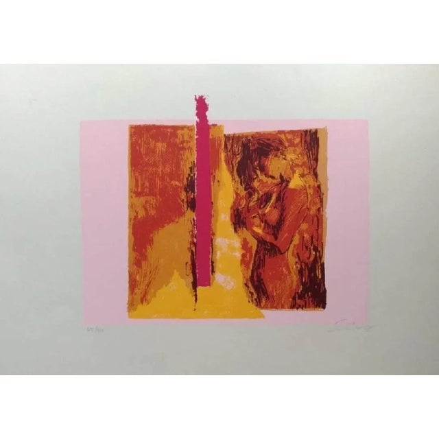 Pink Nude is an original serigraph realized by Nicola Simbari in 1976. Hand signed and dated in pencil, lower right margin...