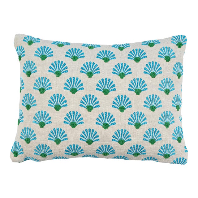 Schumacher Bellini I/O Lumbar Pillow In Lagoon For Sale