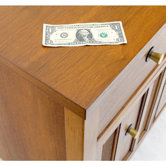 American Walnut Dresser Credenza 4 Drawers Two Door Compartment Brass Pulls For Sale - Image 12 of 12