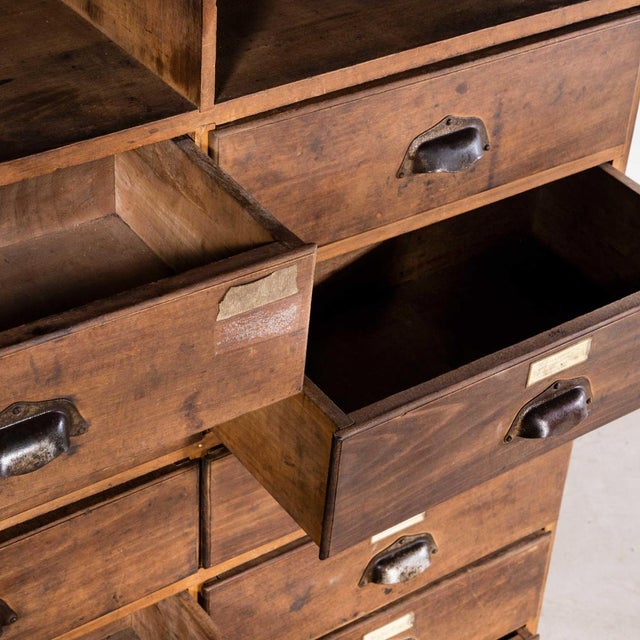 Tall French Workshop Cabinet with Twelve Drawers, 1940s For Sale - Image 6 of 12