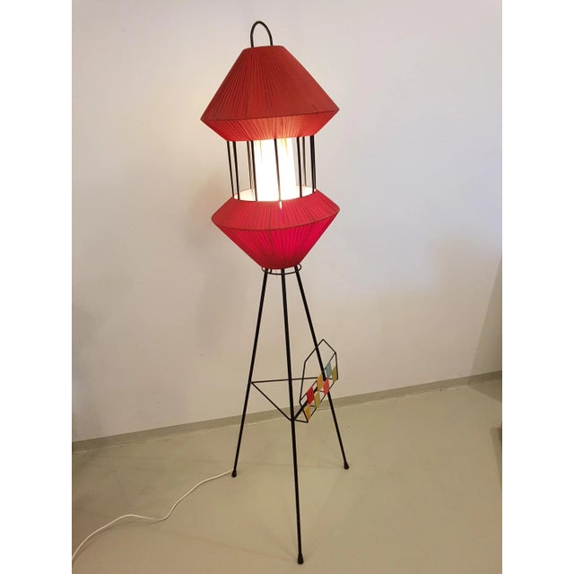 Mid-Century Italian Tripod Floor Lamp with Newspaper Stand, 1950s For Sale - Image 4 of 8