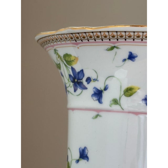 Vintage Porcelain Trumpet Vase W/ Blue Bellflower Motif For Sale - Image 11 of 18