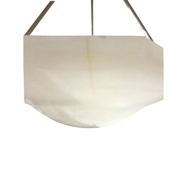 Early 20th Century Large Original Art Deco Off-White Alabaster Coupe W/ Nickel and Alabaster Canopy For Sale - Image 14 of 16