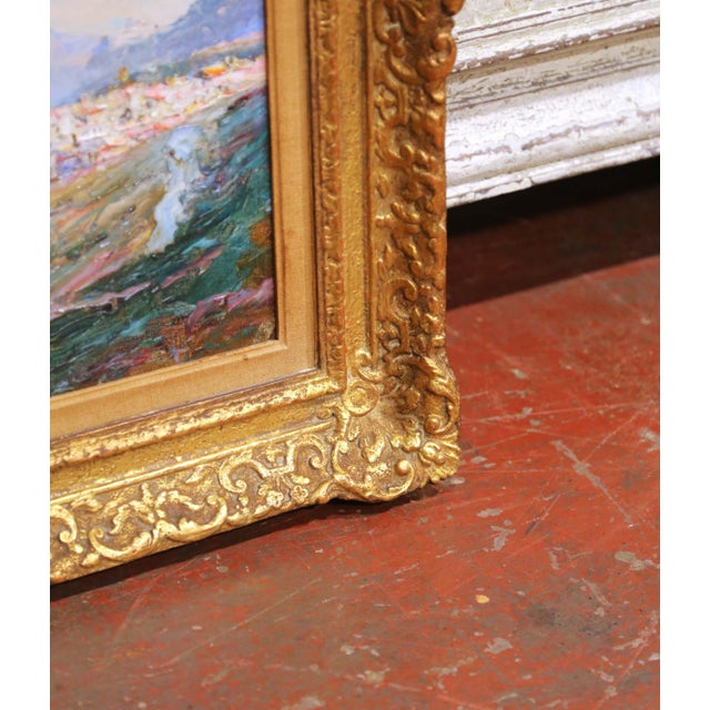 Blue 19th Century French Coastal Landscape Oil Painting by Jean-Baptiste Duffaud For Sale - Image 8 of 11