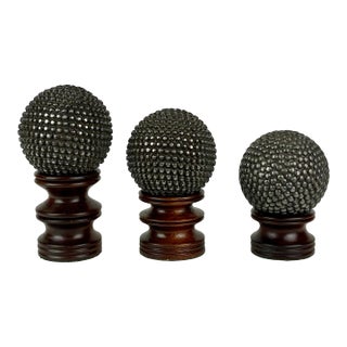 19th Century Antique French Pétanque Balls on Mahogany Stands- Set of 3 For Sale