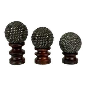 19th Century Antique French Pétanque Balls on Mahogany Stands- Set of 3
