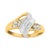 Contemporary 10K Yellow and White Gold 1.00 Cttw Round And Baguette-Cut Diamond Accent Bypass Ring (H-I Color, I2-I3 Clarity) - Ring Size 7 For Sale - Image 3 of 6