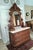 Mahogany bedroom dresser/chest with tall mirror and marble top, ca 1855. Carved car-touche and volute supports for mirror....