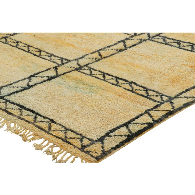 Vintage Moroccan Rug, Gold & Black With Geometric Patterns - Rug & Kilim For Sale In New York - Image 6 of 7