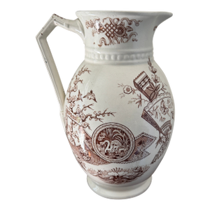 1880s W. H. Grindley Aesthetic Movement Transferware Pitcher