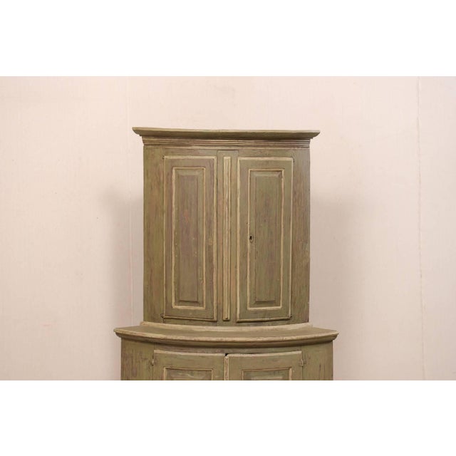 18th Century Antique Gustavian Swedish Painted Wood Corner Cabinet Chairish