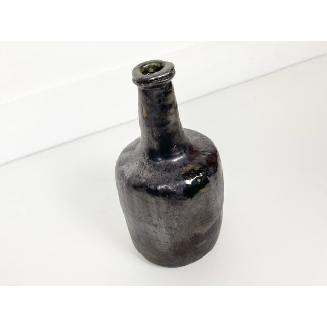 Mid-Century Modern Hand Made Crude Ceramic Bottle Vase - 1961 For Sale - Image 3 of 12