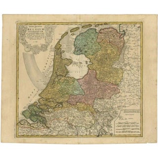 Map of the Seven Provinces of the Belgian/Dutch Federation, 1748 For Sale