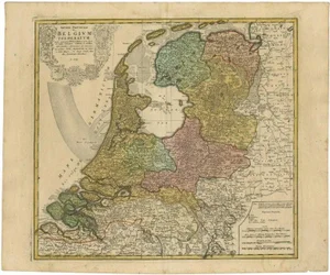 Map of the Seven Provinces of the Belgian/Dutch Federation, 1748
