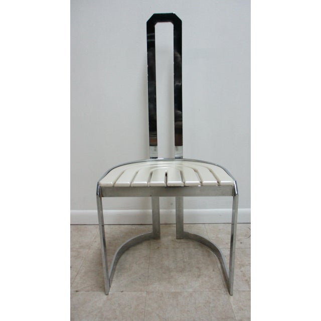1970s Vintage Design Institute Chrome High Back Dining Room Side Chair For Sale - Image 12 of 12
