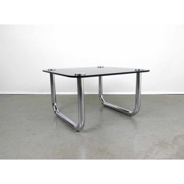 Space Age Coffee Table with Smoked Glass Top and Chrome Runners, Germany, 1970s For Sale - Image 13 of 18