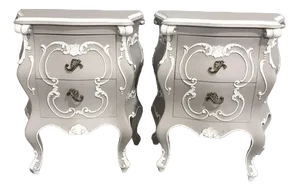 Rococo Bedside Lamp Chests of Drawers, Set of 2