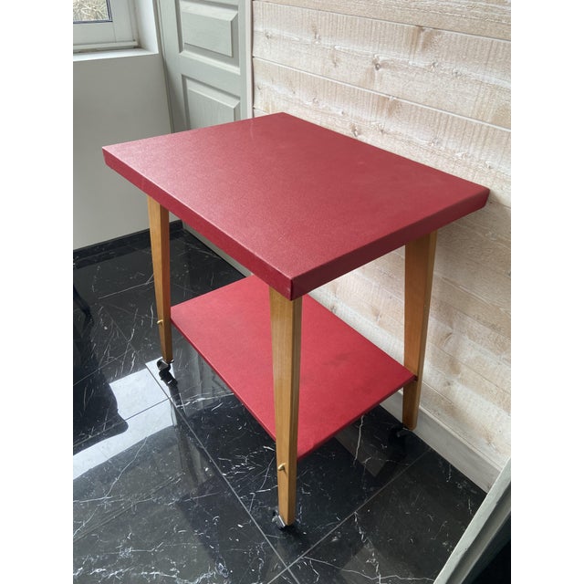 Mid-Century Modern Red Rolling Bar Cart, 1960s For Sale - Image 6 of 8